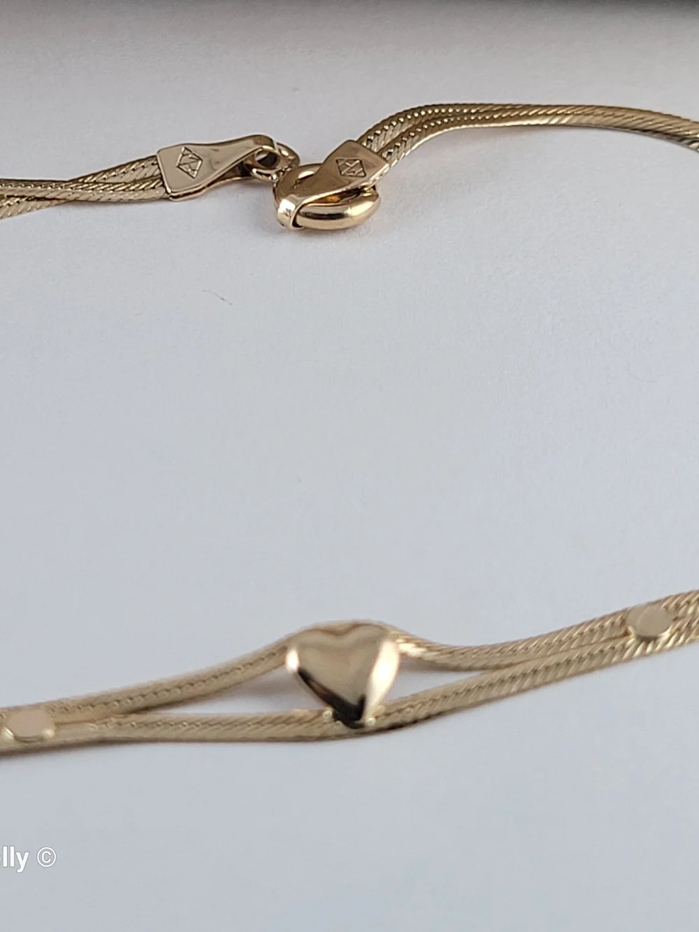 Italy 14K Solid Gold Two Strand Heart Cuban Mini Link Bracelet or Anklet 👌🎁